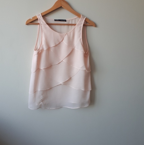 Zara Tops - Zara Ruffle Sheer Tank Blush